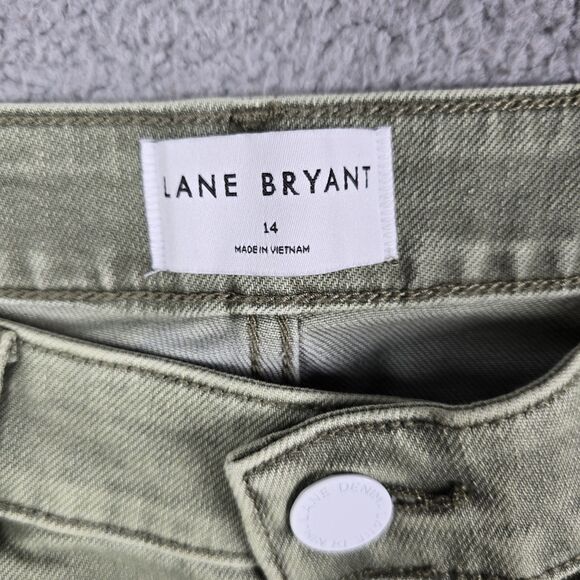 Lane Bryant Womens Shorts 14 Green Signature Fit Flex Magic Waistband Stretch - Picture 3 of 16